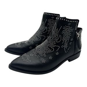 Mercer Edit Black Studded Leather Ankle Boots Size 5.5